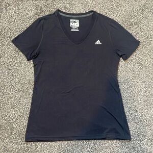 Black Basic Adidas V Neck Climalite Black Tshirt